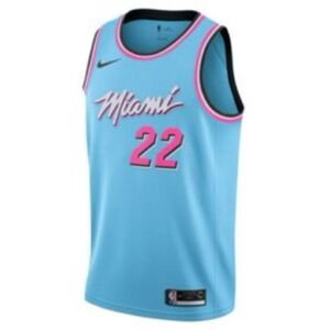 Nike Light Blue & Pink Miami Script Basketball Jersey #22